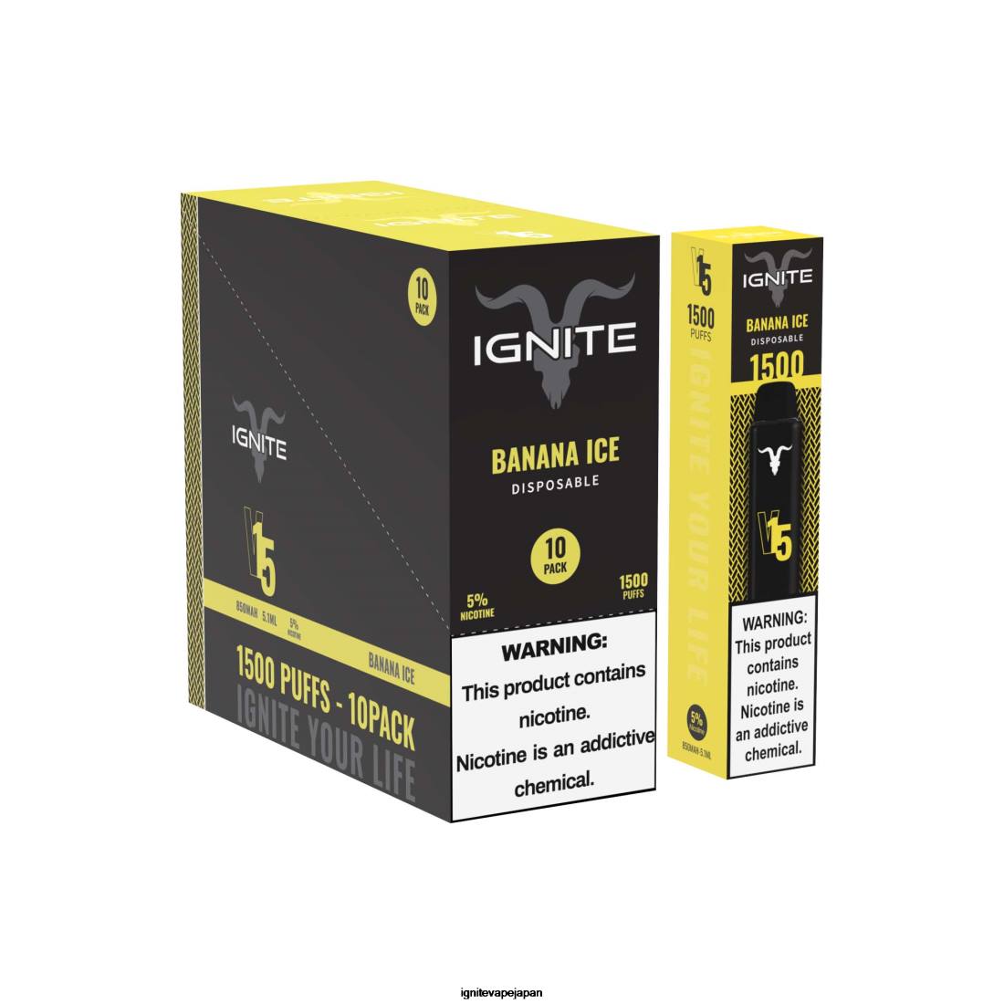 IGNITE V15 VAPEペン10本パック バナナアイス 8F0V11 - IGNITE Vape Flavors