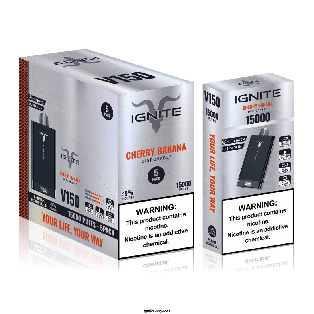 IGNITE V150 VAPEペン5本パック チェリーバナナ 8F0V83 - IGNITE Vape Price