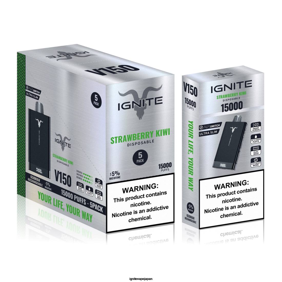 IGNITE V150 VAPEペン5本パック イチゴキウイ 8F0V92 - IGNITE Vape Tokyo
