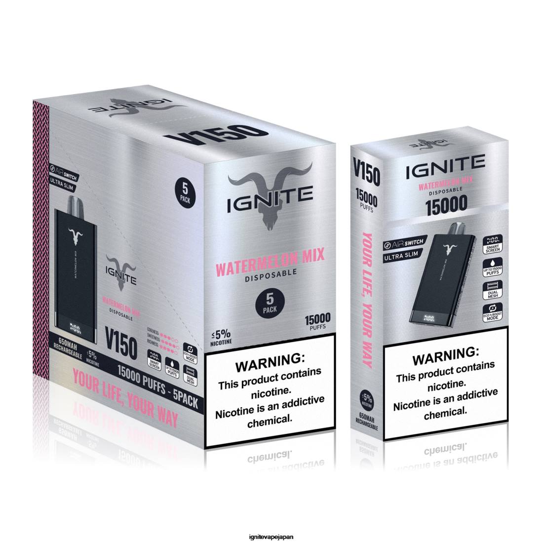 IGNITE V150 VAPEペン5本パック スイカミックス 8F0V95 - IGNITE ベイプ