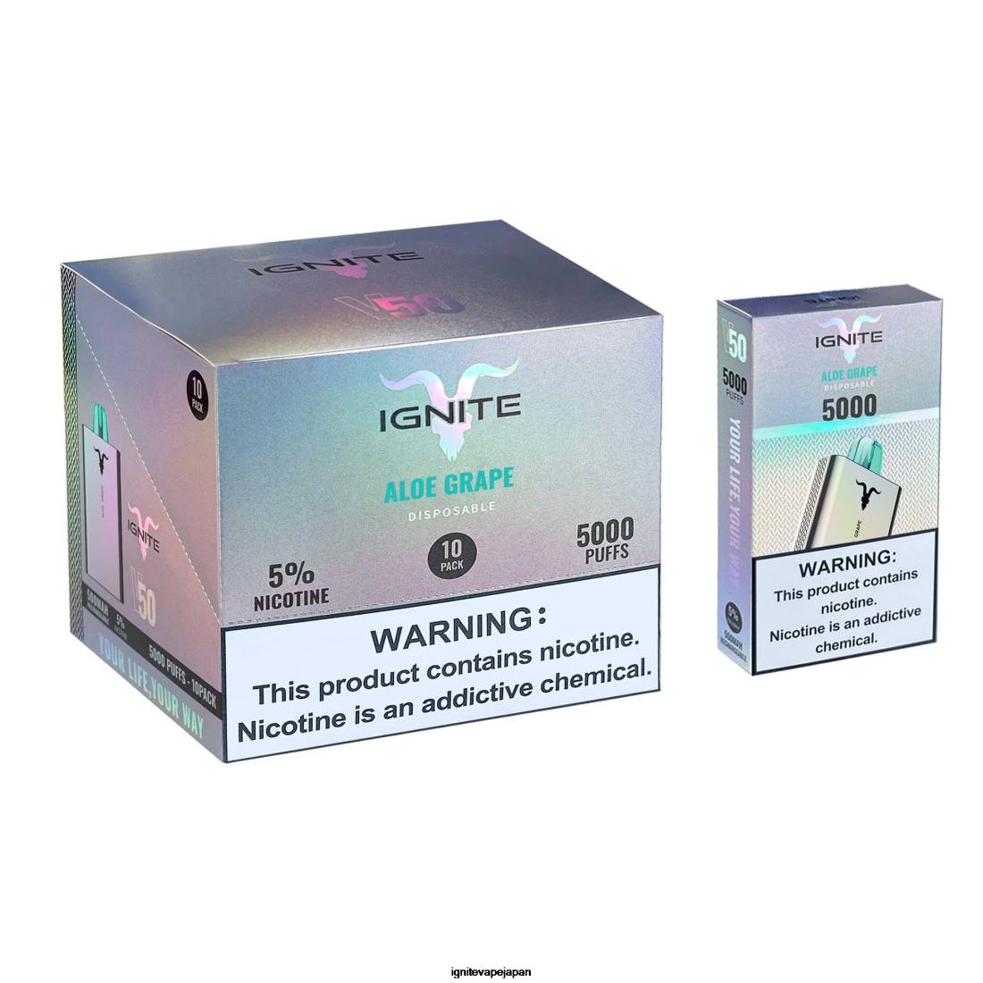 IGNITE V50 VAPEペン10本パック アロエブドウ 8F0V22 - IGNITE Vape Tokyo
