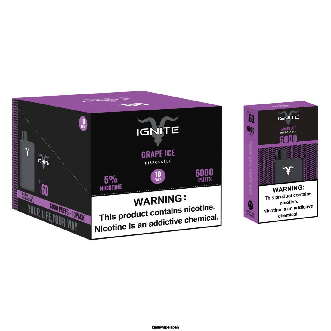 IGNITE V60 VAPEペン10本パック ぶどう氷 8F0V18 - IGNITE シーシャ