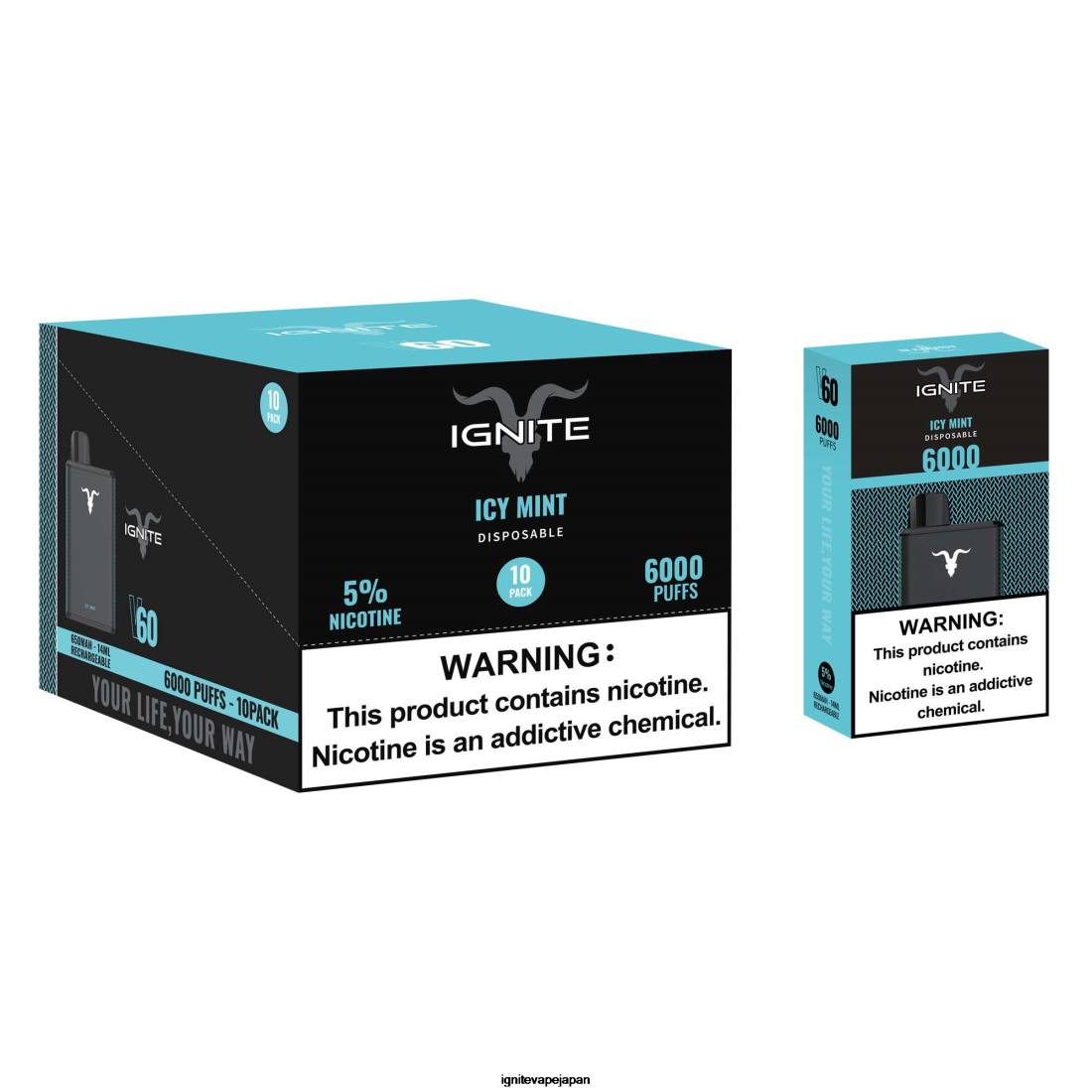 IGNITE V60 VAPEペン10本パック アイシーミント 8F0V20 - IGNITE Vape Shop