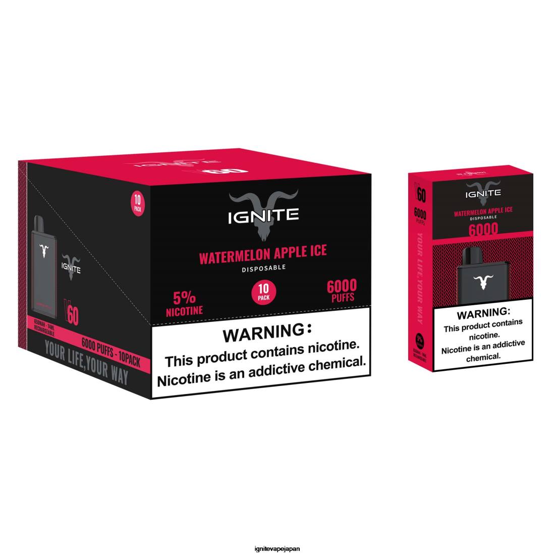 IGNITE V60 VAPEペン10本パック スイカアップルアイス 8F0V28 - IGNITE シーシャ
