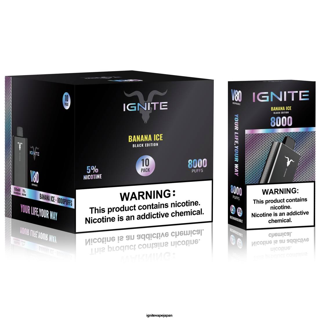 IGNITE V80 VAPEペン10本パック バナナアイス 8F0V53 - IGNITE Vape Price