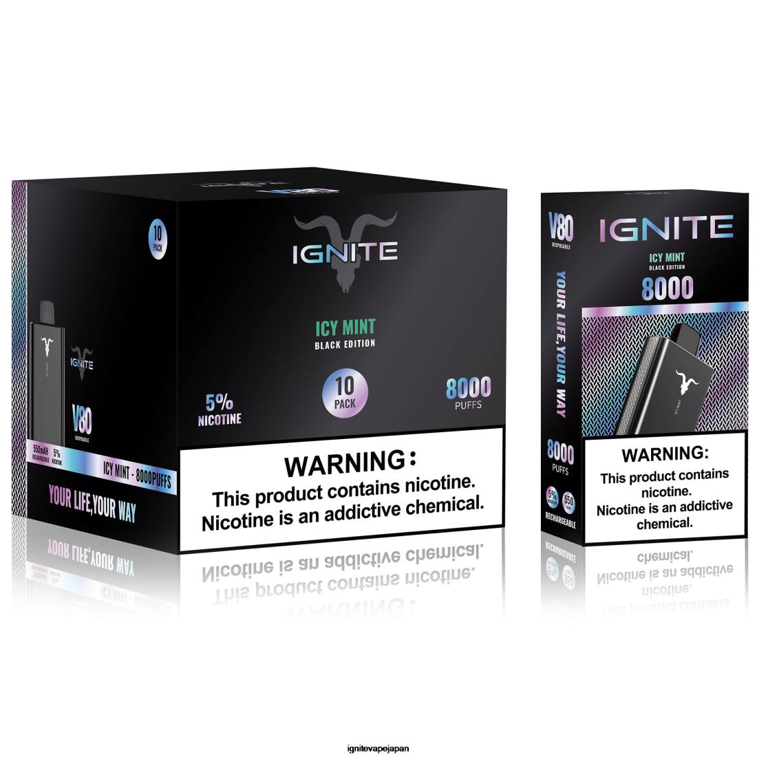 IGNITE V80 VAPEペン10本パック アイシーミント 8F0V60 - IGNITE Vape Shop